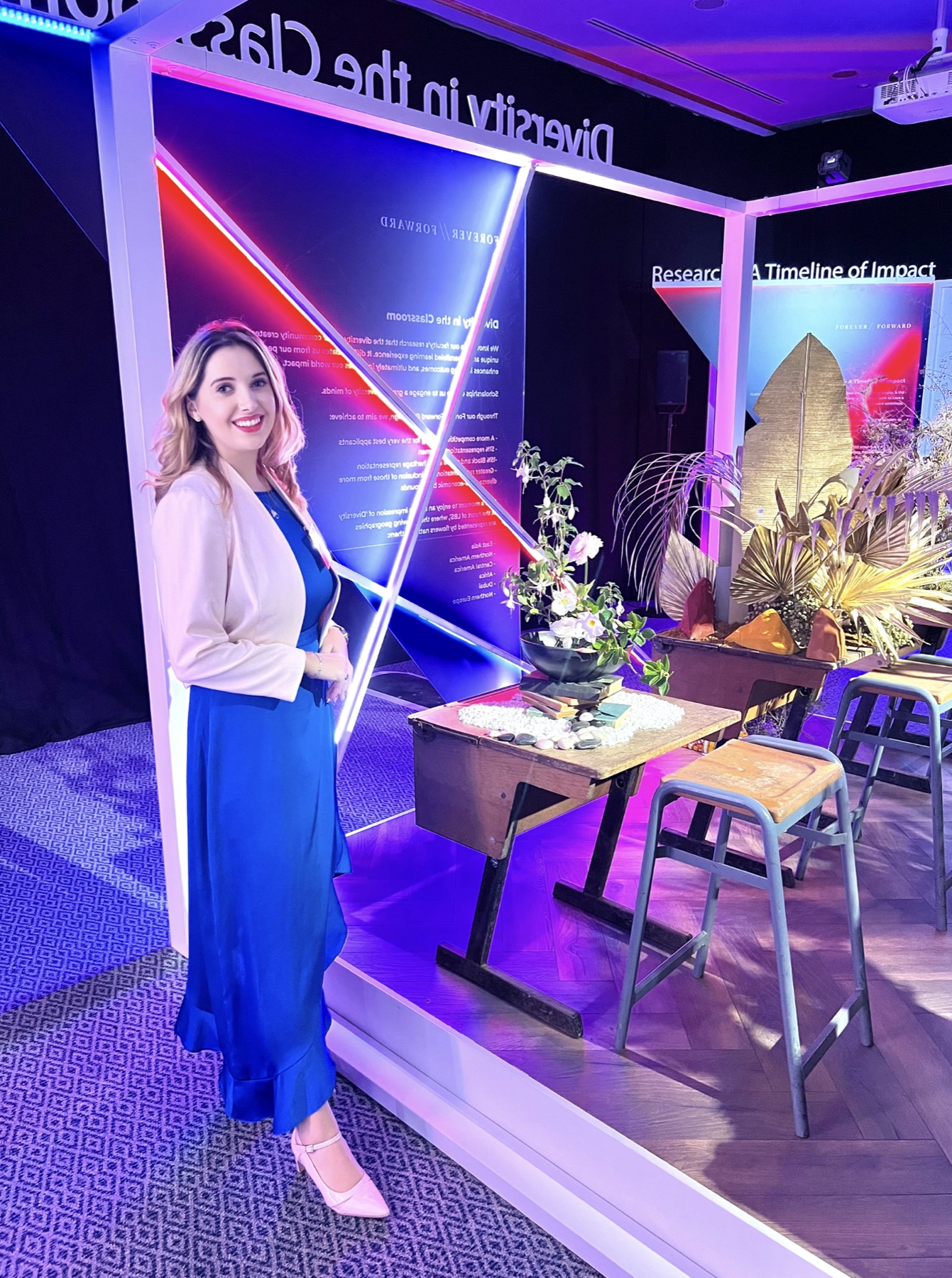 Mihaela Motica, wearing blue, at London Business School's Forever Forward campaign launch